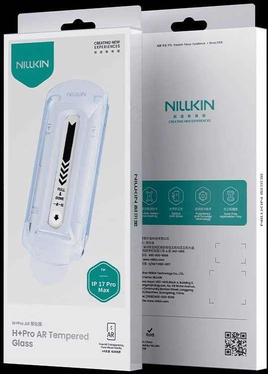Nillkin Apsauginis stiklas 0.2mm H+ PRO 2.5D Anti-reflective skirtas Apple iPhone 17 Pro Max (su aplikatoriumi)