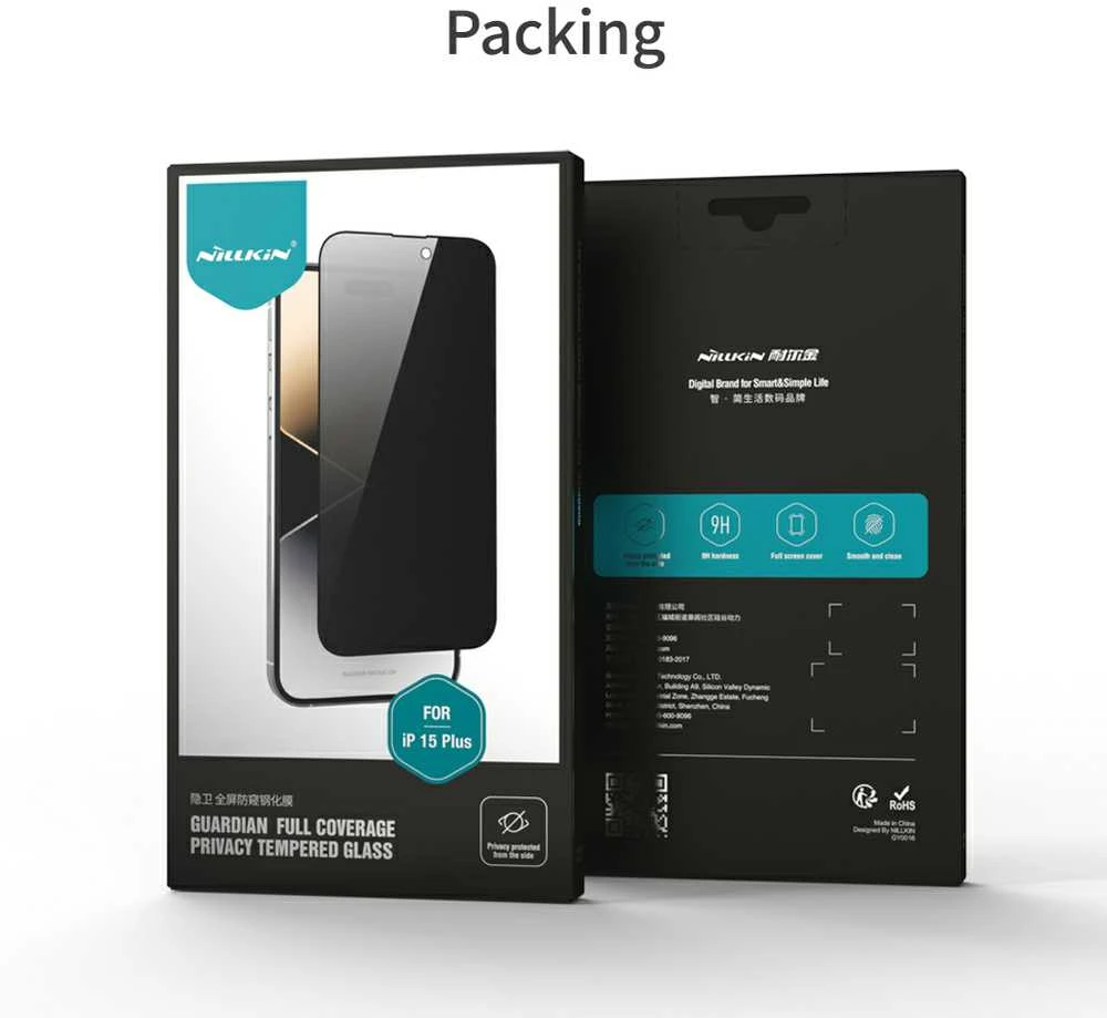 Nillkin Privacy Glass Apple iPhone 15 Plus / 14 Plus juoda