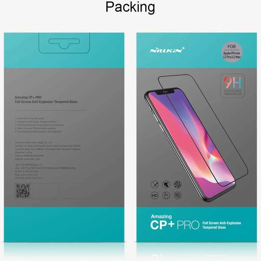 Nillkin Tempered Glass 2.5D CP+ PRO juodos spalvos Apple iPhone 12/12 Pro 6.1