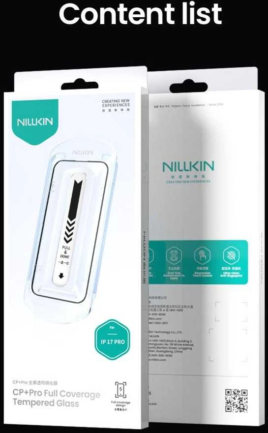 Nillkin Apsauginis stiklas 2.5D CP+ PRO juodos spalvos skirtas Apple iPhone 17 Pro (su aplikatoriumi)
