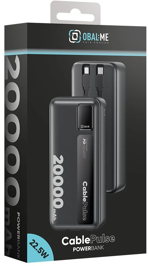 OBAL:ME CablePulse Powerbank 20000mAh 22,5W juodos spalvos