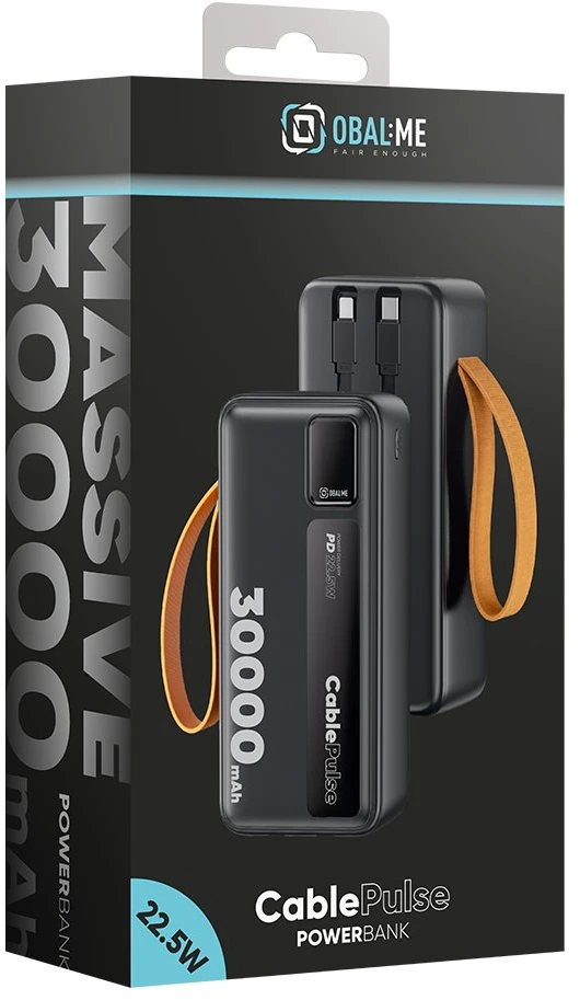 OBAL:ME CablePulse Powerbank 30000mAh 22,5W juodos spalvos