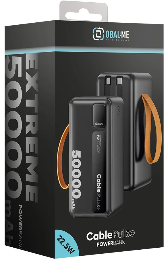OBAL:ME CablePulse Powerbank 50000mAh 22,5W juodos spalvos