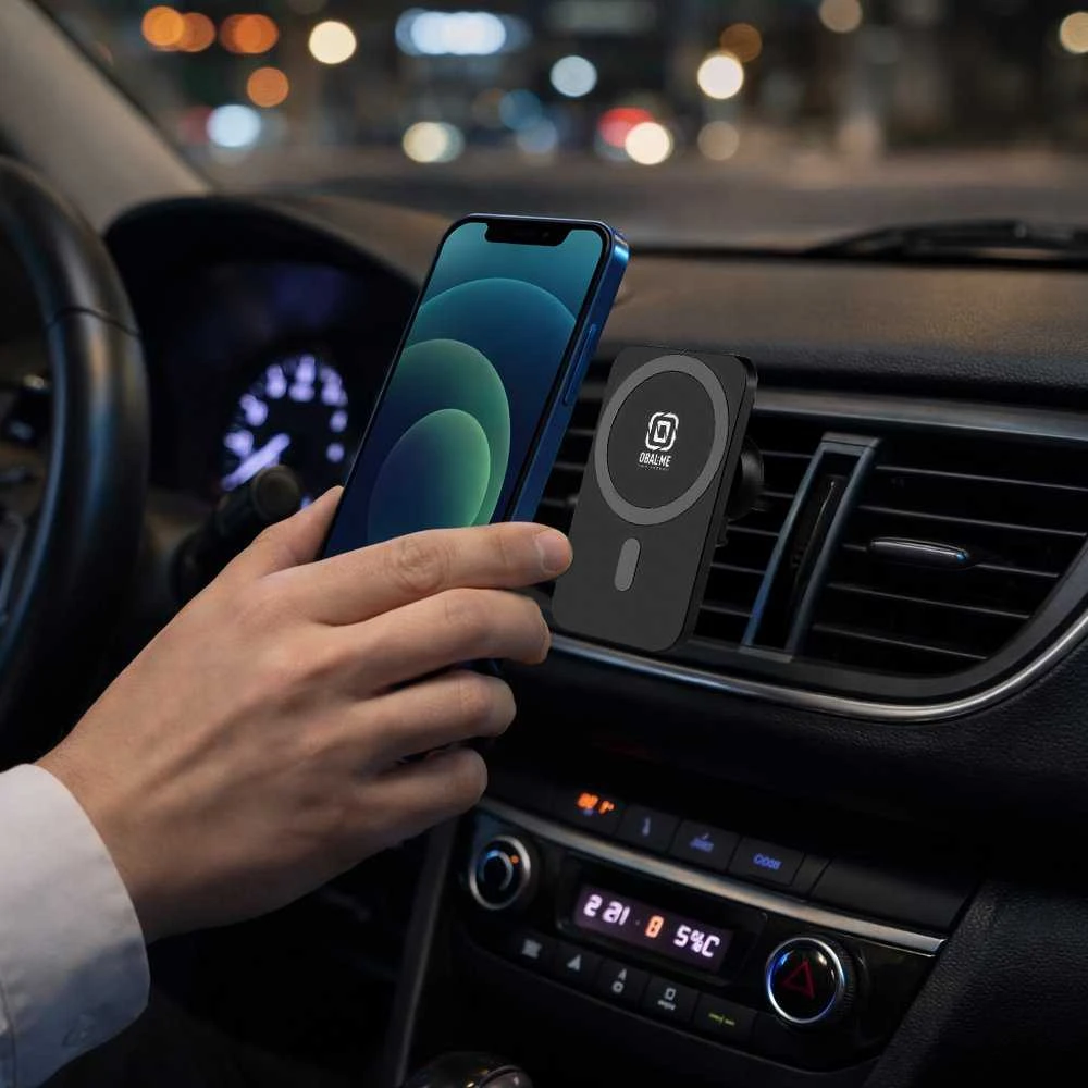OBAL:ME MagNetix Plate Automobilinis telefono laikiklis su belaidžiu įkrovimu 15W juodos spalvos