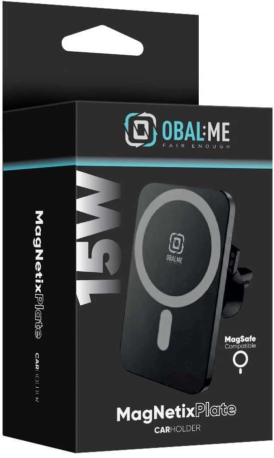 OBAL:ME MagNetix Plate Automobilinis telefono laikiklis su belaidžiu įkrovimu 15W juodos spalvos