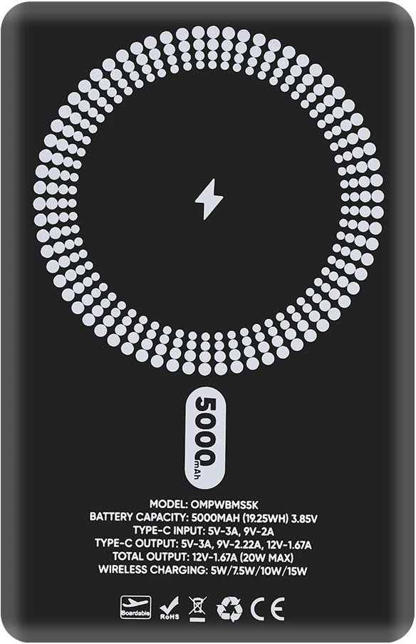 OBAL:ME MagNetix Powerbank 5000mAh juodos spalvos