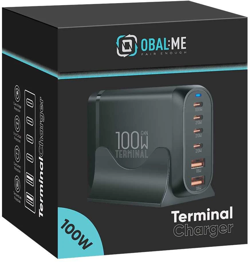 OBAL:ME Terminal GaN Desk Charger 4C2A 100W Juodas