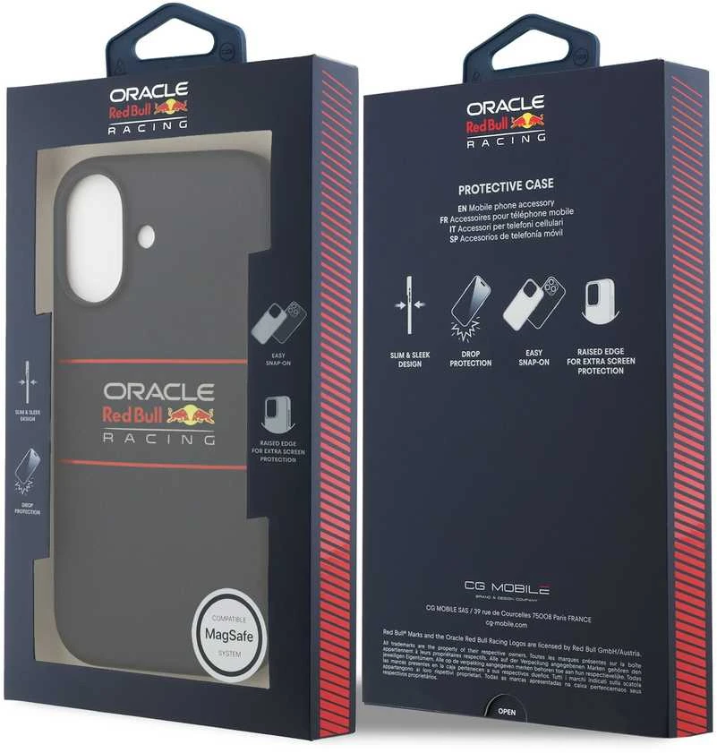 Dėklas Red Bull Raudona Bull Raudona Bull Silicone Horizontal Logo MagSafe for Apple iPhone 17 mėlynos spalvos