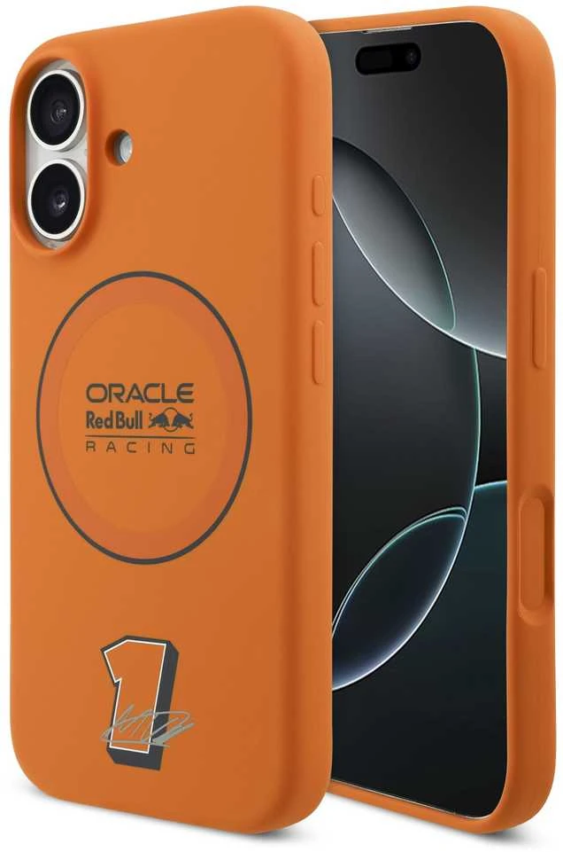 Red Bull Raudona Bull Raudona Bull Silicone Mėlyna Ring MagSafe dėklas skirtas Apple iPhone 17 oranžinės spalvos