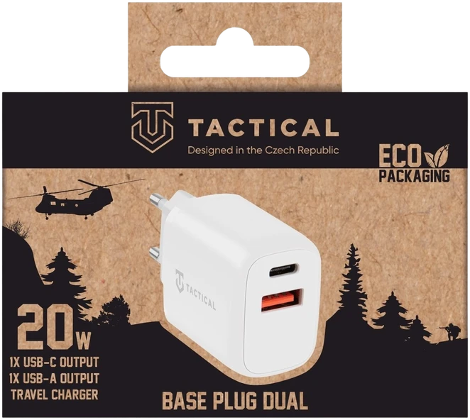 Sieninis įkroviklis Tactical Basic Plug Dual 20W Baltas