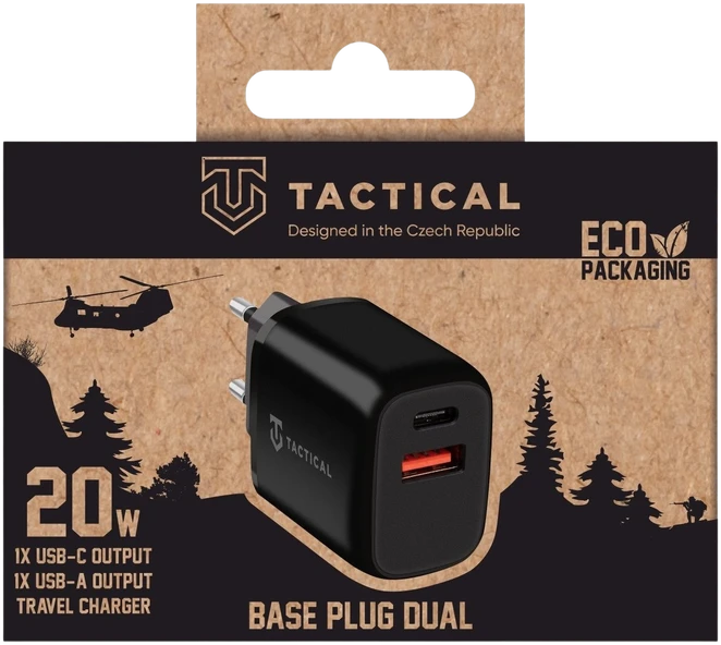 Tactical Base Plug Dual 20W Juodas tinklo įkroviklis