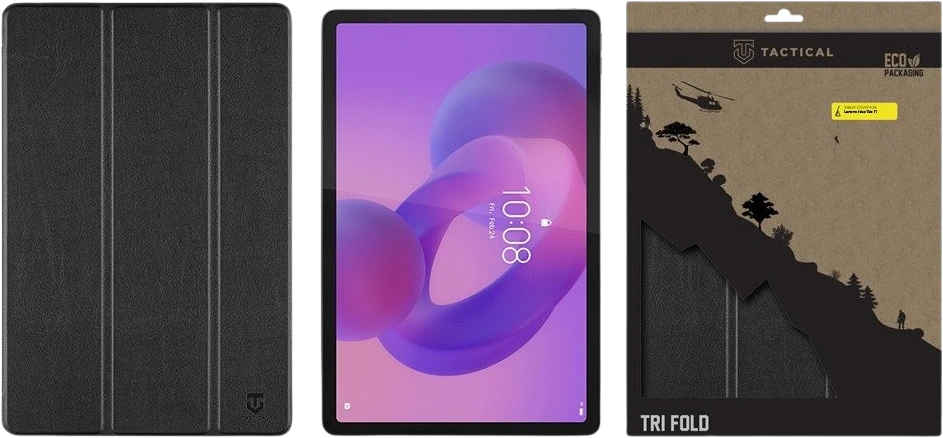 Tactical Book Tri Fold dėklas skirtas Lenovo Idea Tab 11 juodos spalvos