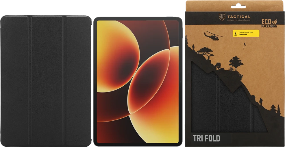 Tactical Book Tri Fold dėklas skirtas Xiaomi Pad 8 juodos spalvos