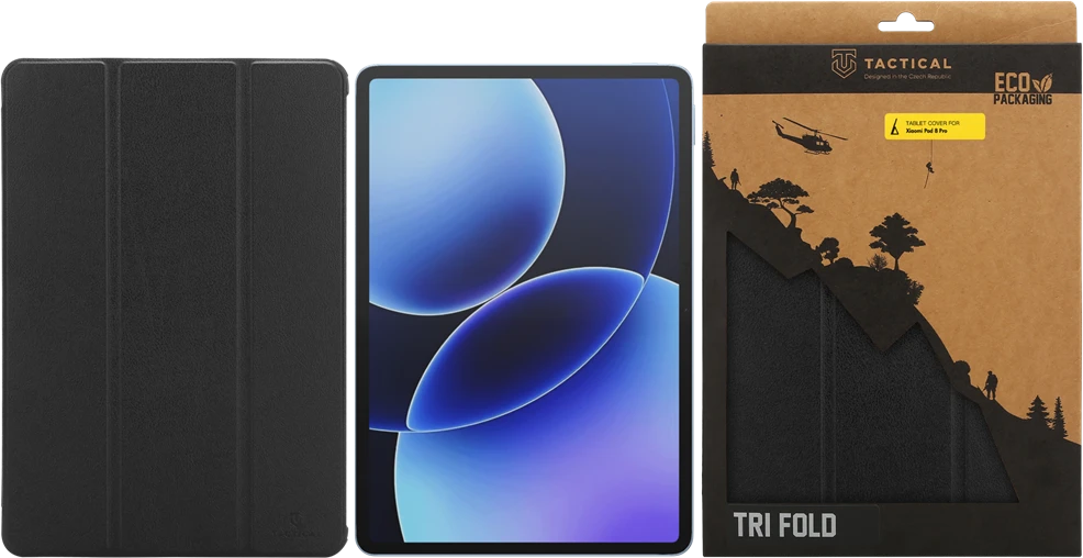 Tactical Book Tri Fold dėklas skirtas Xiaomi Pad 8 Pro juodos spalvos