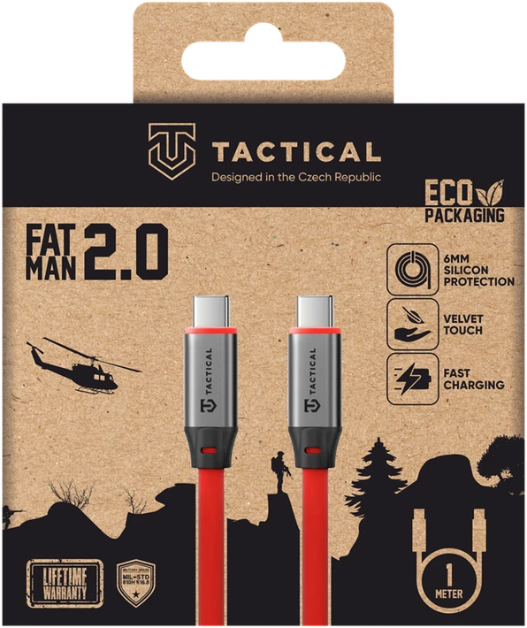 Tactical Fat Man 2.0 kabelis USB-C/USB-C 1m raudonos spalvos