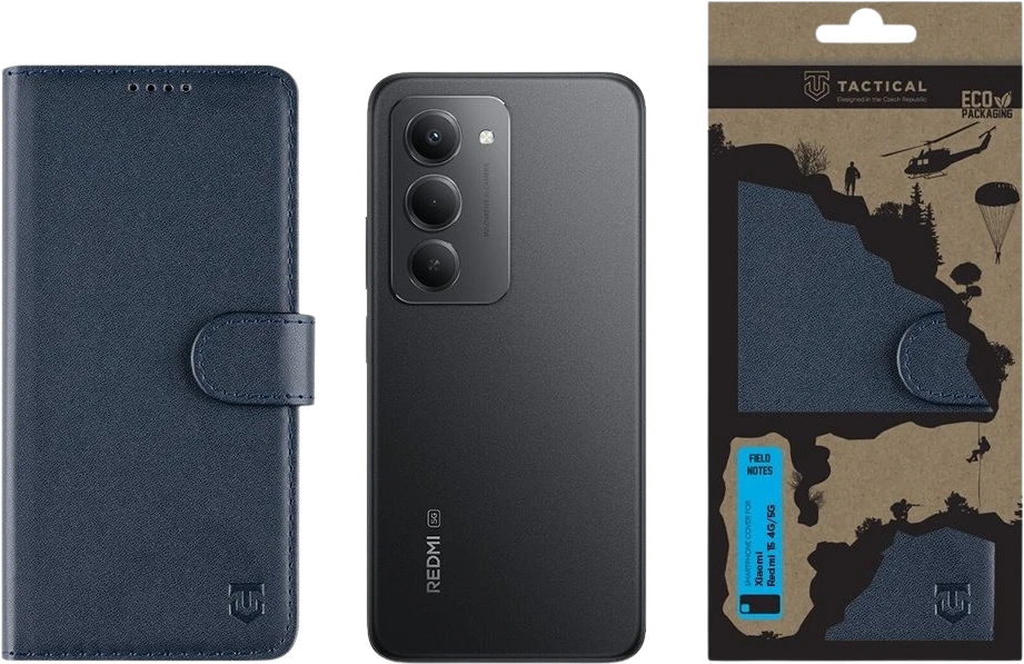 Tactical Field Notes dėklas skirtas Xiaomi Redmi 15 4G/5G mėlynos spalvos