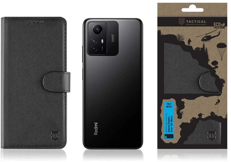 Dėklas Tactical Taktiniai lauko užrašai, skirti Xiaomi Redmi Note 12S Juodas