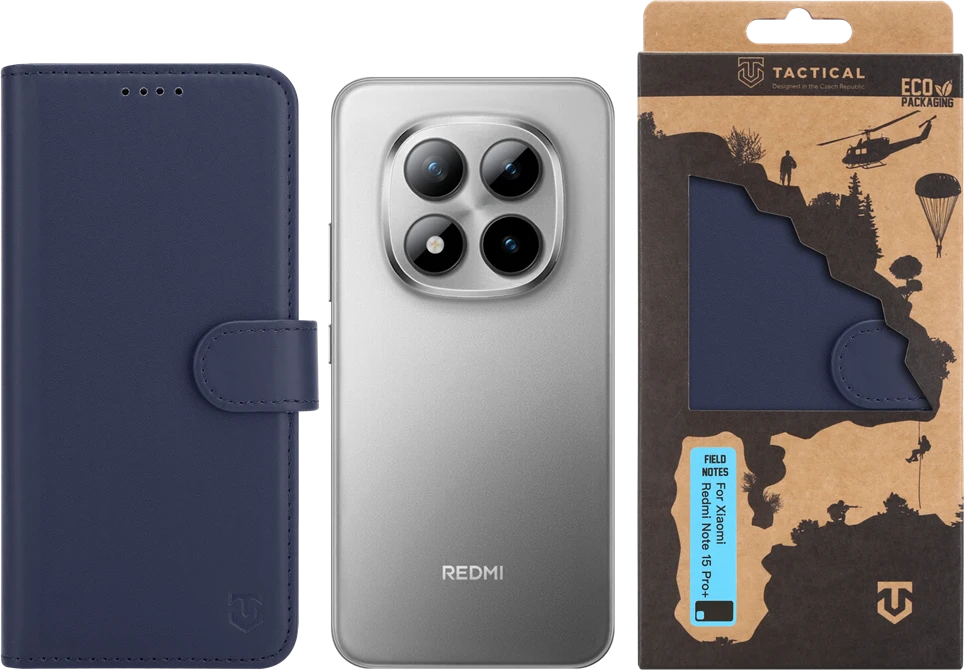 Tactical Field Notes dėklas skirtas Xiaomi Redmi Note 15 Pro+ mėlynos spalvos