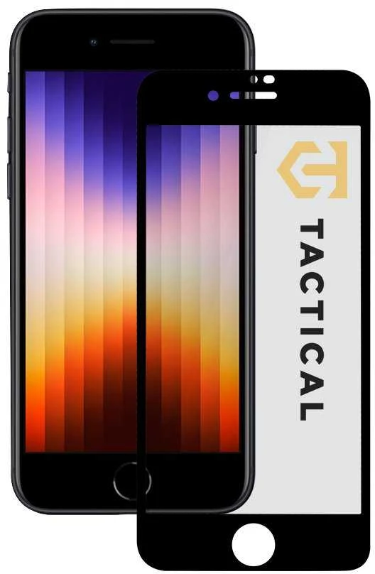 Tactical apsauginis stiklas Shield 5D skirtas Apple iPhone 7/8/SE2020/SE2022 su juodos spalvos krašteliu