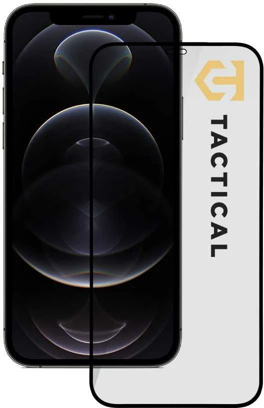 Tactical apsauginis stiklas Shield 5D skirtas Apple iPhone 12 Pro Max su juodos spalvos krašteliu