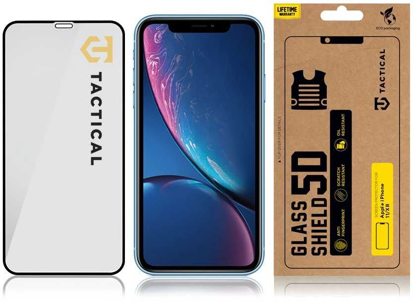 Tactical apsauginis stiklas Shield 5D skirtas Apple iPhone 11/XR su juodos spalvos krašteliu