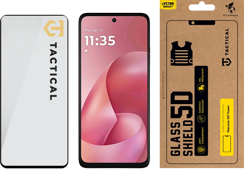 Tactical Apsauginis stiklas Shield 5D for Motorola Moto G57 Power juodos spalvos