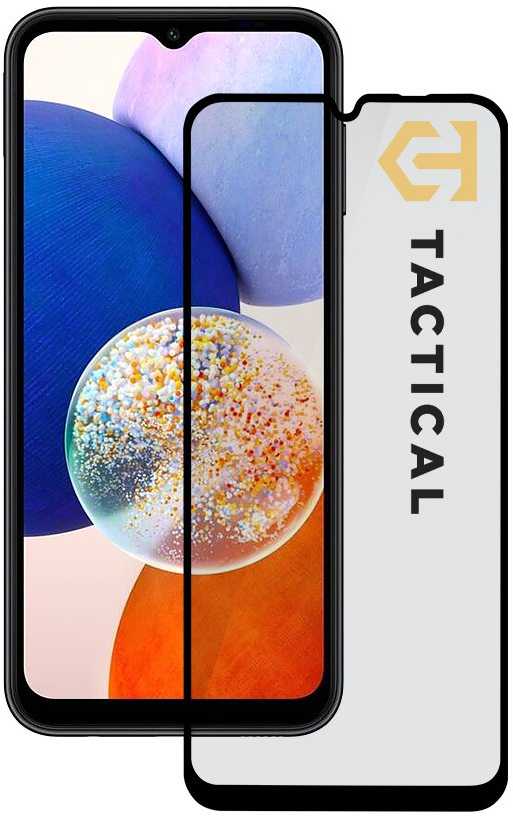 Tactical apsauginis stiklas Shield 5D skirtas Samsung Galaxy A14 4G/5G su juodos spalvos krašteliu