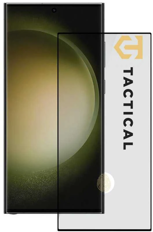 Tactical apsauginis stiklas Shield 5D skirtas Samsung Galaxy S23 Ultra su juodos spalvos krašteliu