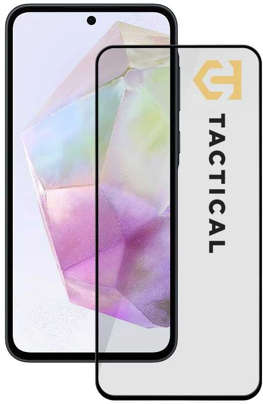Tactical apsauginis stiklas Shield 5D skirtas Samsung Galaxy A35 5G su juodos spalvos krašteliu
