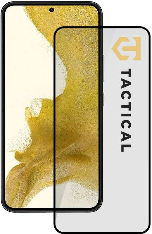 Tactical apsauginis stiklas Shield 5D skirtas Samsung Galaxy S22 su juodos spalvos krašteliu