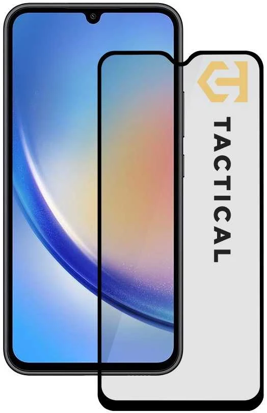 Tactical apsauginis stiklas Shield 5D skirtas Samsung Galaxy A34 5G su juodos spalvos krašteliu