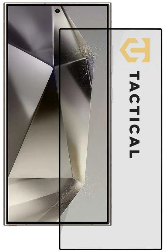 Tactical apsauginis stiklas Shield 5D skirtas Samsung Galaxy S24 Ultra su juodos spalvos krašteliu