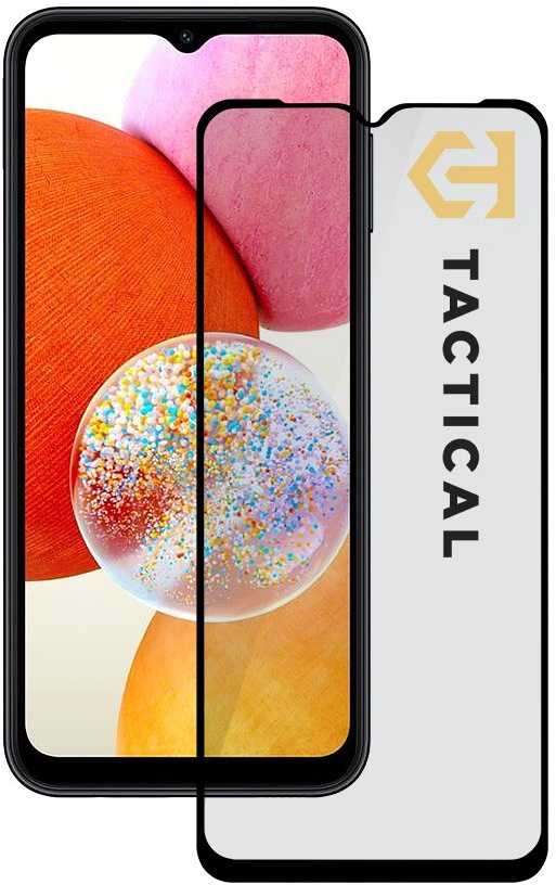Tactical apsauginis stiklas Shield 5D skirtas Samsung Galaxy A14 4G su juodos spalvos krašteliu