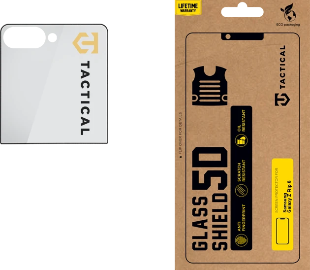Tactical Taktinis 5D stiklinis apsauginis dėklas Samsung Galaxy Z Flip 8 Juodas (išorinis)