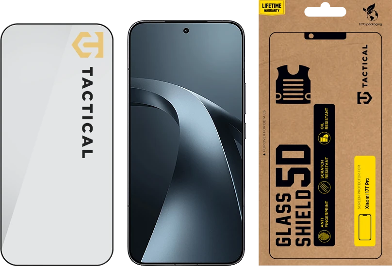 Tactical Taktinis stiklinis skydas 5D Xiaomi 17T Pro Juodas