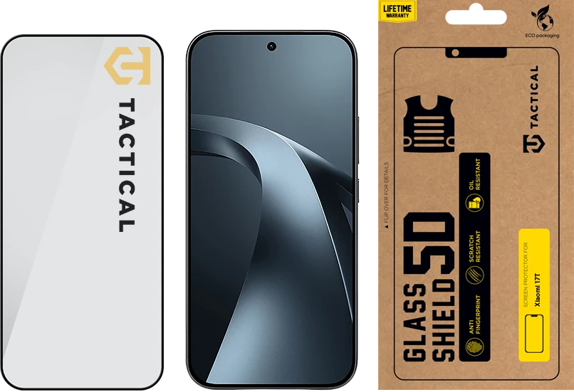 Tactical Taktinis stiklinis skydas 5D Xiaomi 17T Juodas