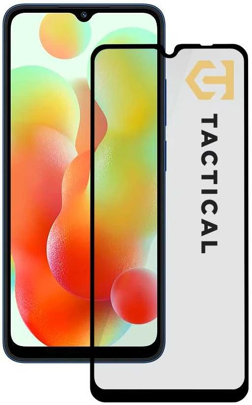 Tactical apsauginis stiklas Shield 5D skirtas Xiaomi Redmi 12C su juodos spalvos krašteliu