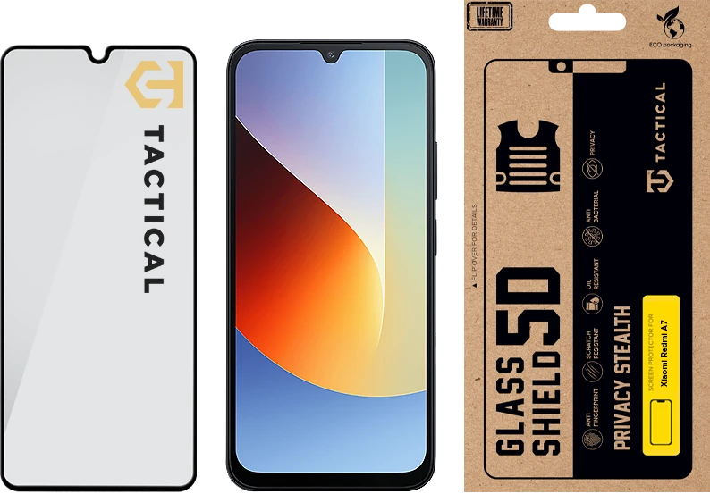 „Tactical Glass Shield Privacy Stealth 5D“ dėklas, skirtas „Xiaomi Redmi A7 Juodas“