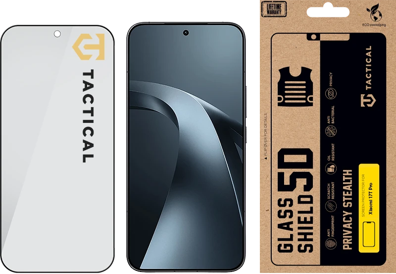 „Tactical Glass Shield Privacy Stealth 5D“ skirtas „Xiaomi 17T Pro“ Juodas