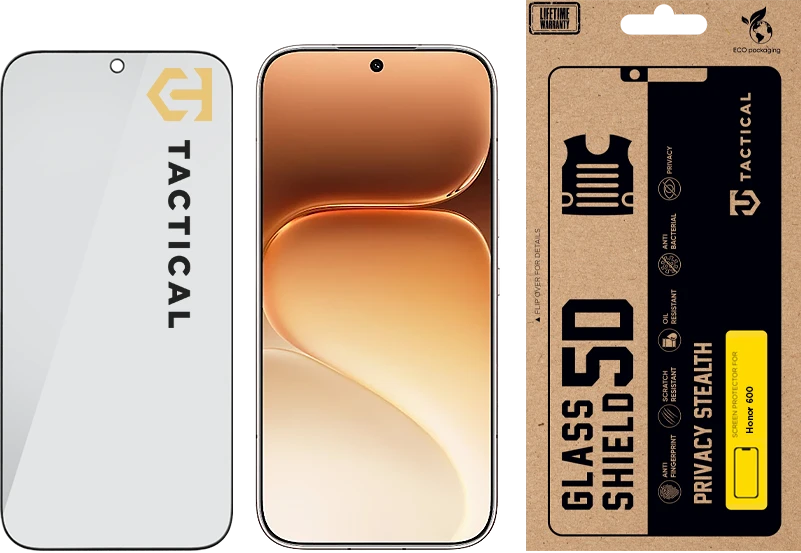 Tactical Glass Shield Privacy Stealth 5D for Honor 600 Juodas