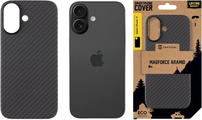 Tactical MagForce Aramid dėklas skirtas Apple iPhone 17 juodos spalvos