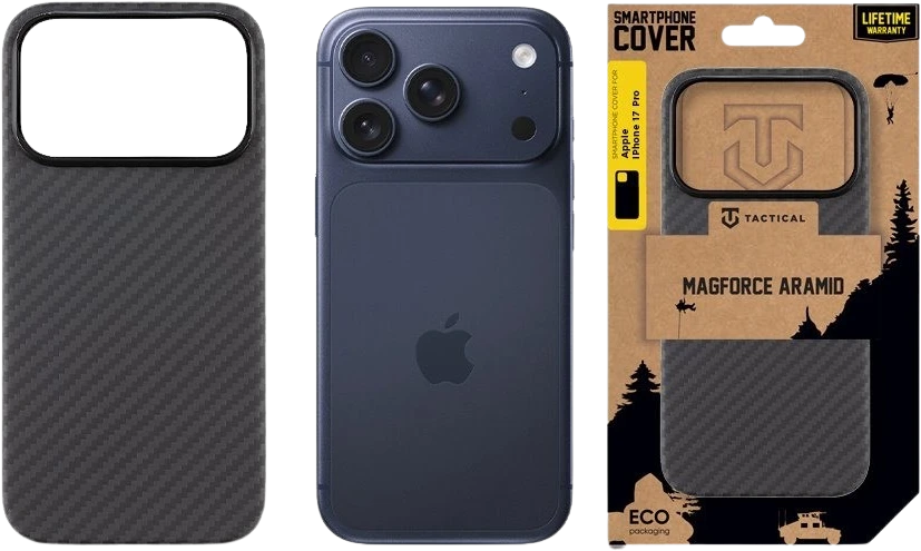 Tactical MagForce Aramid dėklas skirtas Apple iPhone 17 Pro juodos spalvos