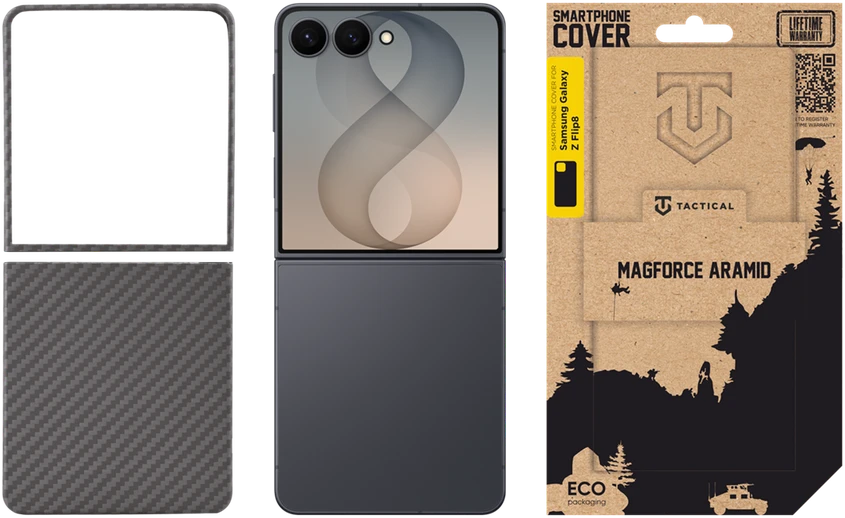 Dėklas Tactical MagForce Aramid Cover, skirtas Samsung Galaxy Z Flip 8, Juodos spalvos