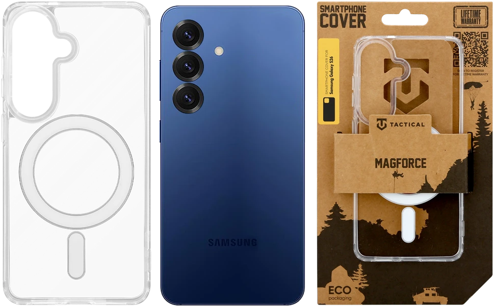 Dėklas Tactical MagForce d4klas skirtas Samsung Galaxy S26 skaidrus