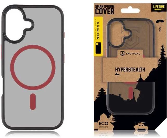 Tactical MagForce Hyperstealth 2.0 dėklas telefonui Apple iPhone 16 juodos ir raudonos spalvos