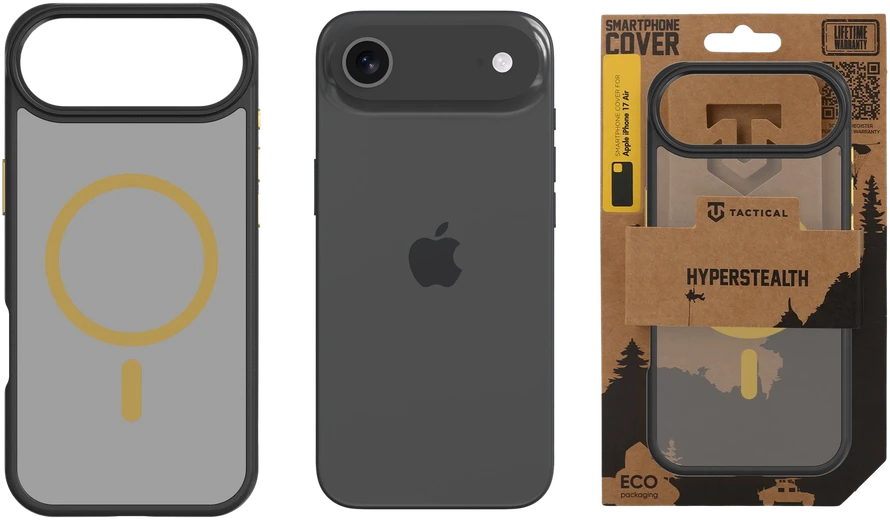 Tactical MagForce Hyperstealth 2.0 dėklas skirtas Apple iPhone Air juodos ir geltonos spalvos