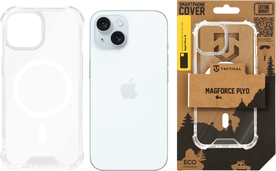 Dėklas Tactical MagForce Plyo dangtelis, skirtas Apple iPhone 15 Skaidrus