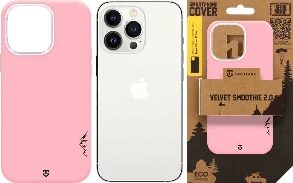 Tactical MagForce Velvet Smoothie 2.0 telefono dėklas su MagSafe palaikymu iPhone 14 Pro, rožinis