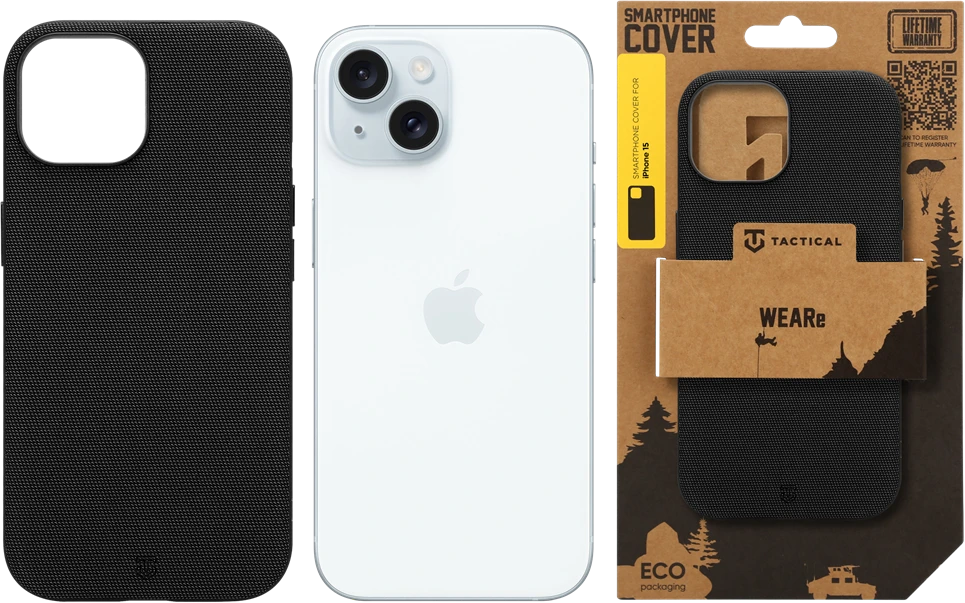 Dėklas Tactical MagForce WEARe dangtelis, skirtas Apple iPhone 15, juodas