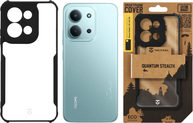 Tactical Quantum Stealth dėklas skirtas Xiaomi Redmi 15C 4G/5G Clear/Juodas